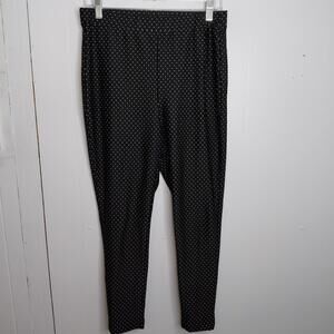Chicos Pants Womens 1 Medium Polka Dot Pull On Tapered Jersey Stretch Classic